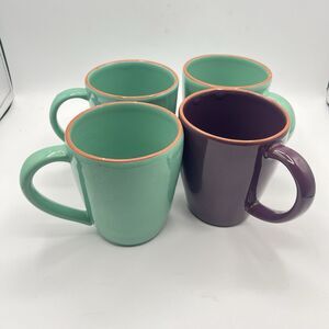 Bobby Flay BF Stoneware Plancha Mugs Purple & Green - Set Of 4